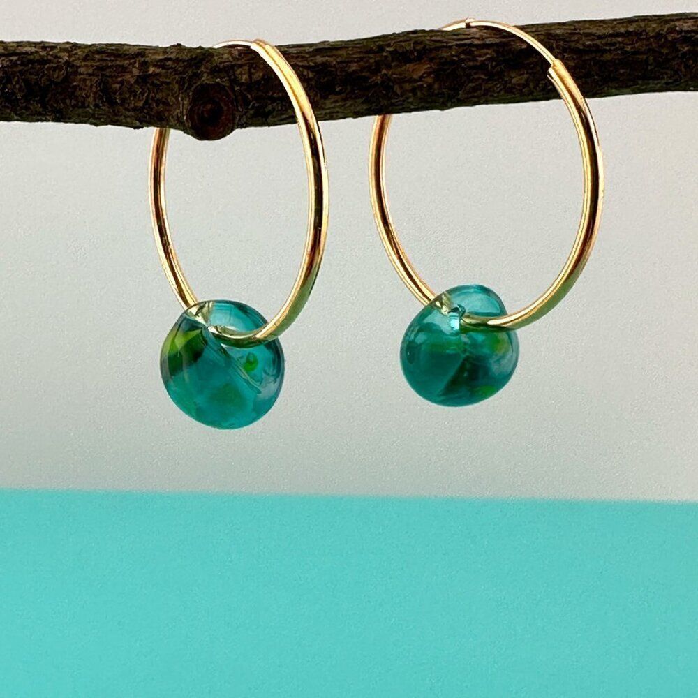 Waterlily Teardrop Endless Hoop Earrings | Gold Plated